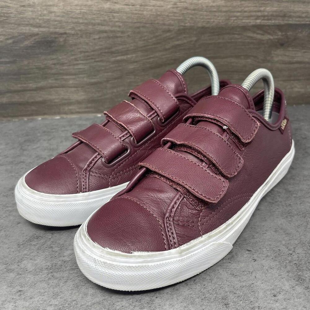 Vans Shoes Womens Size 8 Red Straps V 23 Leather Sneakers - Picture 2 of 11